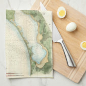  kaart van de baai van San Diego (1857) Theedoek (Quarter Fold)