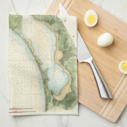  kaart van de baai van San Diego (1857) Theedoek (Quarter Fold)