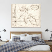 kaart van de Bahama's (1764) Canvas Afdruk (Insitu (Slaapkamer))