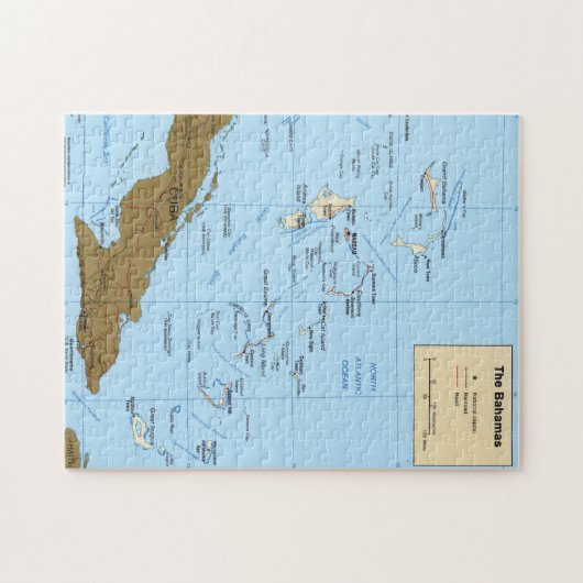 Kaart van de Bahama's (1986) Legpuzzel (Horizontaal)