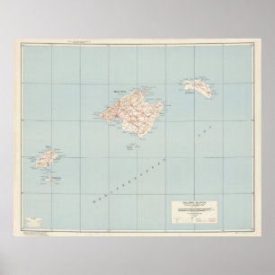 kaart van de Balearen (1943) Poster