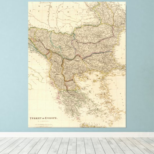  kaart van de Balkan (1832) Canvas Afdruk (Insitu (Houten vloer))