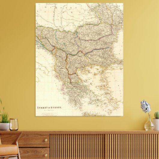  kaart van de Balkan (1832) Canvas Afdruk (Insitu (Woonkamer))