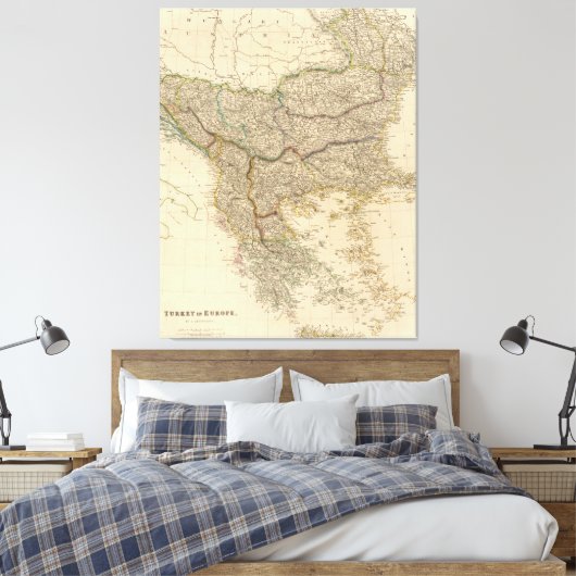  kaart van de Balkan (1832) Canvas Afdruk (Insitu (Slaapkamer))