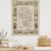  kaart van de Balkan (1841) Poster (Keuken)