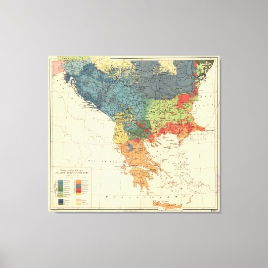 kaart van de Balkan (1918) Canvas Afdruk (Voorkant)