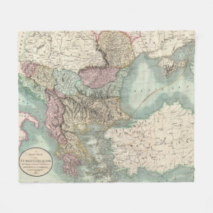 kaart van de Balkan en Turkije (1801) Fleece Deken