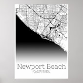 Kaart van de Beach van de Newport - Californië - h Poster (Voorkant)