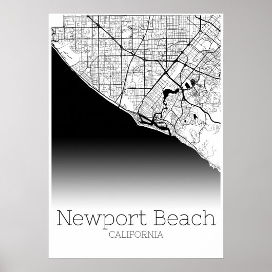 Kaart van de Beach van de Newport - Californië - h Poster (Voorkant)