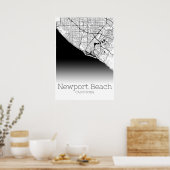 Kaart van de Beach van de Newport - Californië - h Poster (Keuken)