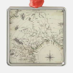 Kaart van de belangrijkste rivierlopen metalen ornament