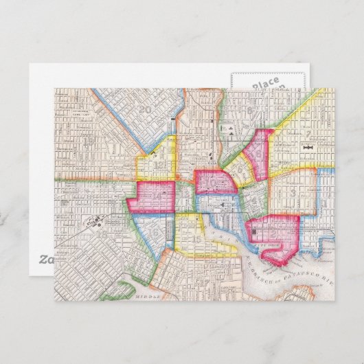  kaart van de binnenstad van Baltimore (1860) (Voorkant / Achterkant)