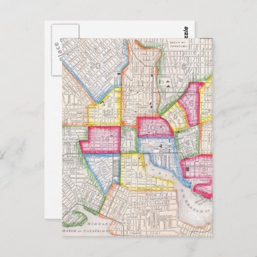  kaart van de binnenstad van Baltimore (1860) (Voorkant / Achterkant)