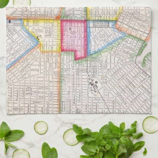  kaart van de binnenstad van Baltimore (1860) Theedoek (Gevouwen)