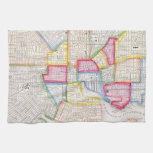  kaart van de binnenstad van Baltimore (1860) Theedoek