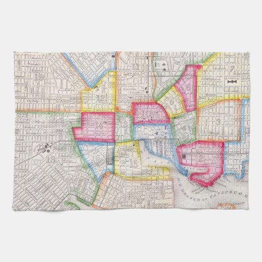  kaart van de binnenstad van Baltimore (1860) Theedoek (Horizontaal)