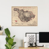 Kaart van de brand in San Francisco van 1906 Poster (Thuiskantoor)