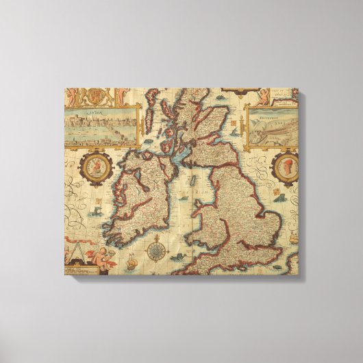 kaart van de Britse eilanden, 1552 - 1629 Canvas Afdruk (Voorkant)