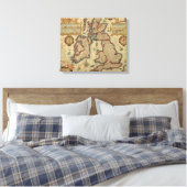 kaart van de Britse eilanden, 1552 - 1629 Canvas Afdruk (Insitu (Slaapkamer))