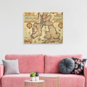 kaart van de Britse eilanden, 1552 - 1629 Canvas Afdruk (Insitu (Woonkamer))