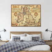  kaart van de Britse eilanden, 1552 - 1629 Canvas Afdruk (Insitu (Slaapkamer))