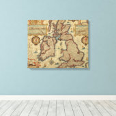 kaart van de Britse eilanden, 1552 - 1629 Canvas Afdruk (Insitu (Houten vloer))