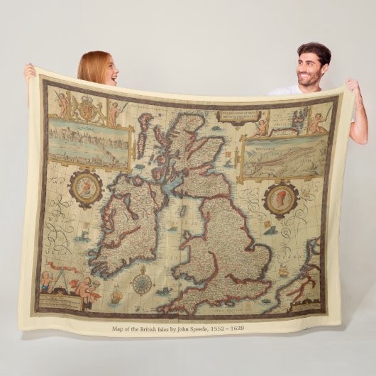  kaart van de Britse eilanden, 1552 - 1629 Fleece Deken (In situ)