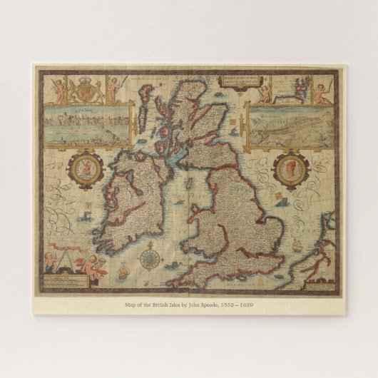 kaart van de Britse eilanden, 1552 - 1629 Legpuzzel (Horizontaal)