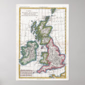  kaart van de Britse eilanden (1780) Poster (Voorkant)