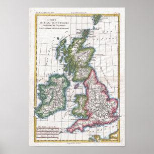 kaart van de Britse eilanden (1780) Poster