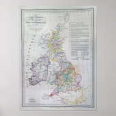 Kaart van de Britse eilanden, Engeland, Wales en S Poster (Voorkant)