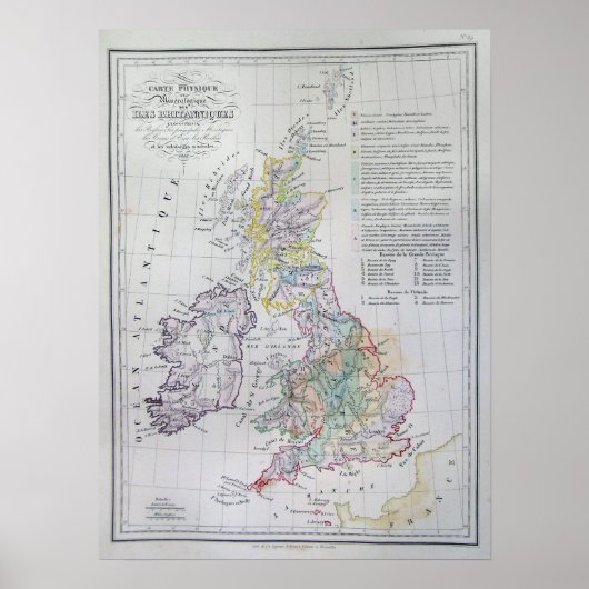 Kaart van de Britse eilanden, Engeland, Wales en S Poster (Voorkant)
