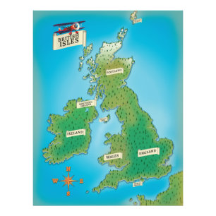 Kaart van de Britse eilanden Foto Afdruk