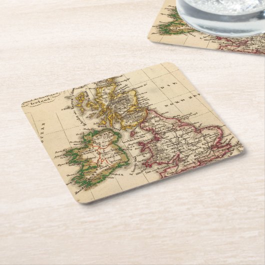 Kaart van de Britse eilanden Kartonnen Onderzetters (Schuin)
