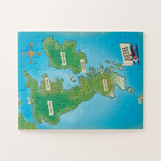 Kaart van de Britse eilanden Legpuzzel (Horizontaal)
