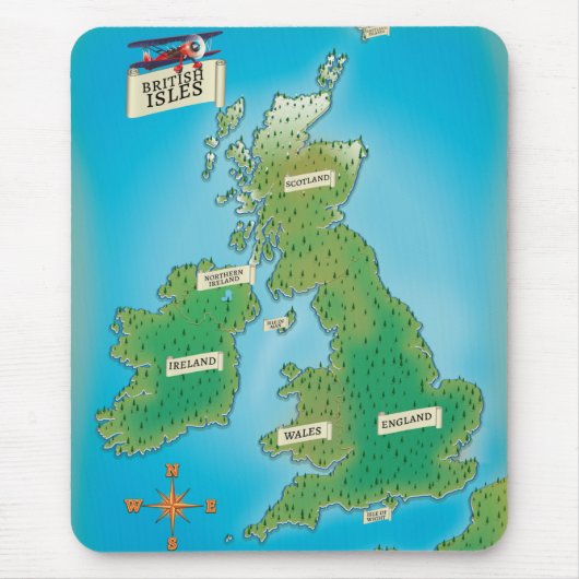 Kaart van de Britse Eilanden Muismat (Voorkant)