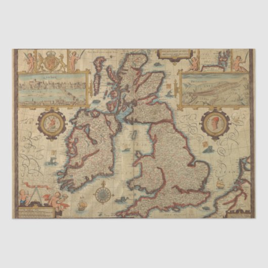  kaart van de Britse eilanden, ontkoppeling van va Tissuepapier (Voorkant)