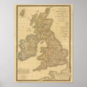 Kaart van de Britse eilanden Poster (Voorkant)