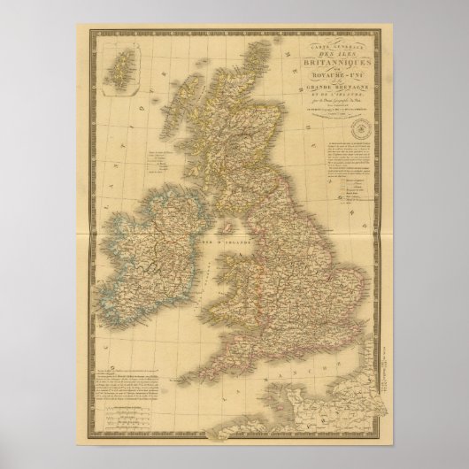 Kaart van de Britse eilanden Poster (Voorkant)