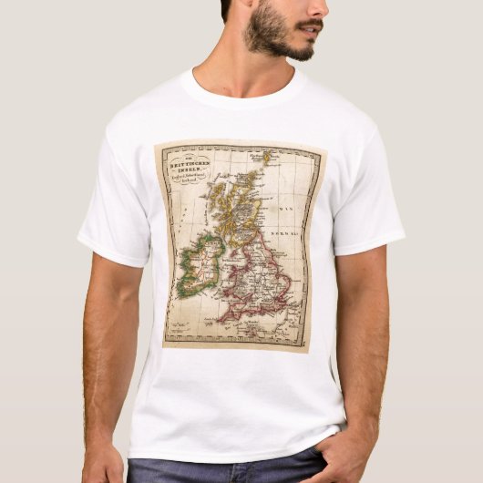 Kaart van de Britse eilanden T-shirt (Voorkant)