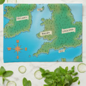 Kaart van de Britse Eilanden Theedoek (Gevouwen)