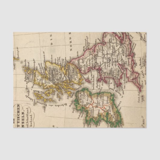 Kaart van de Britse eilanden Tissuepapier (Voorkant)