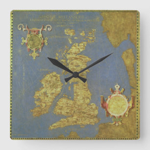 Kaart van de Britse eilanden van de 16e eeuw Vierkante Klok