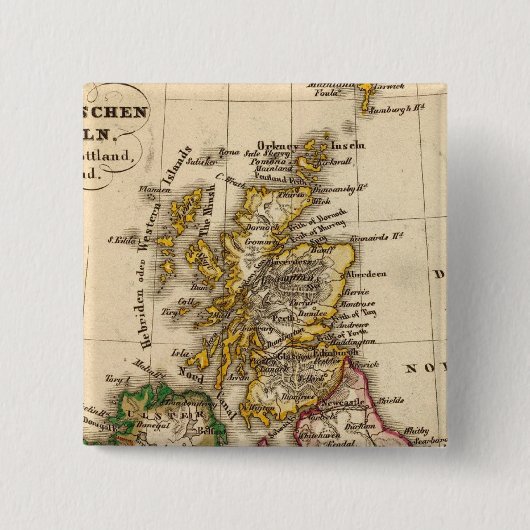 Kaart van de Britse eilanden Vierkante Button 5,1 Cm (Voorkant)
