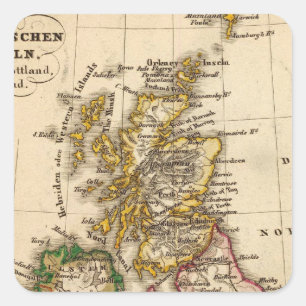 Kaart van de Britse eilanden Vierkante Sticker