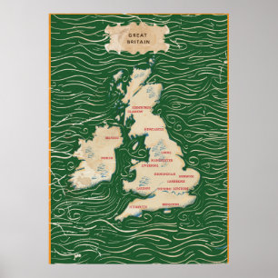 Kaart van de Britse Vintage Poster