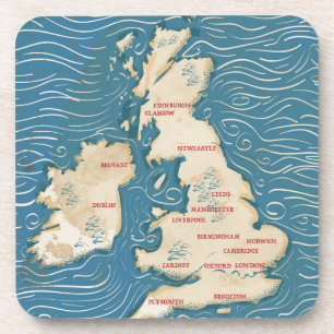 Kaart van de Britse Vintage Poster Onderzetter