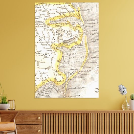 kaart van de buitenbanken (1818) canvas afdruk (Insitu (Woonkamer))