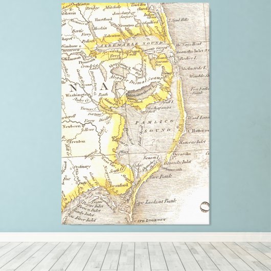 kaart van de buitenbanken (1818) canvas afdruk (Insitu (Houten vloer))