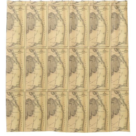  kaart van de buitenbanken (1862) douchegordijn (Voorkant)